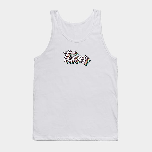 Texas Cursive Rainbow Design Tank Top by Lauren Cude